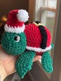 Christmas Turtle Plushy | Crochet Turtle Amigurumi | Holiday Turtle | Gifts | Stuffed Animal Lovey | Cute Santa Plushy | Unique Holiday Gift