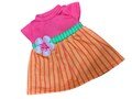Small Pink and Orange Striped Dress, Doll Clothes For a 12 Inch Silicone Baby Doll Accented with a Flower